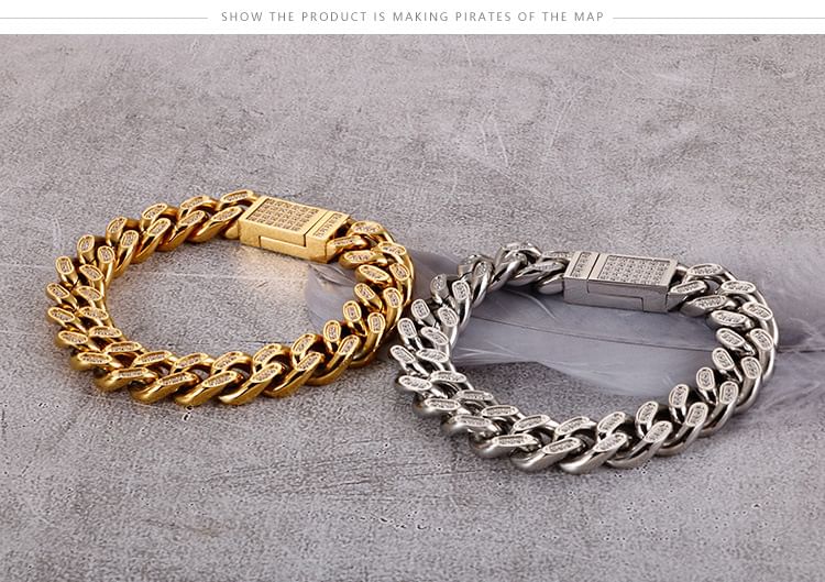 Rhinestone Chunky Chain Bracelet