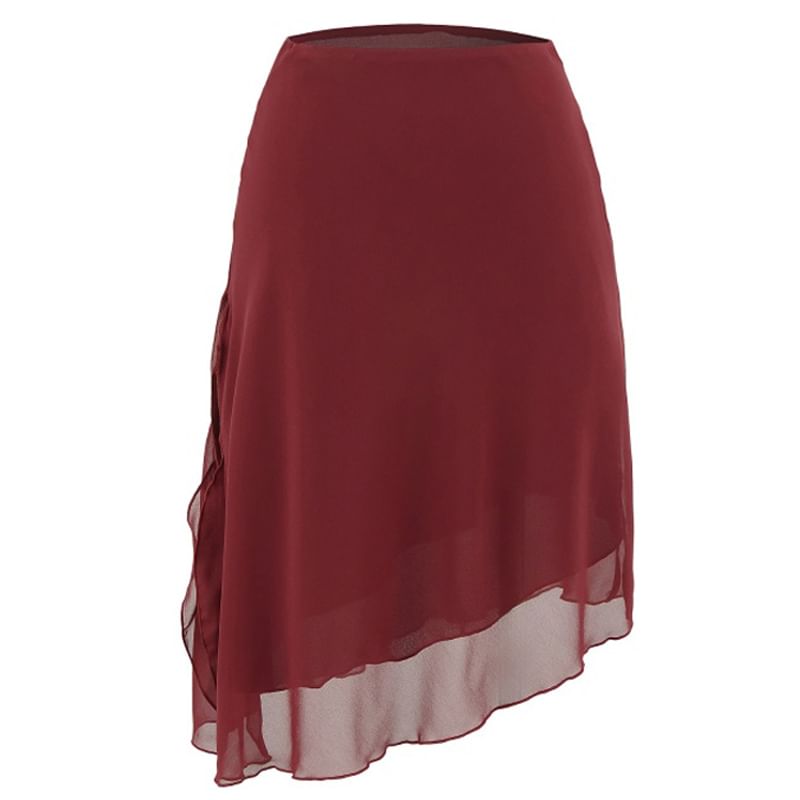 High Rise Plain Midi A-Line Skirt