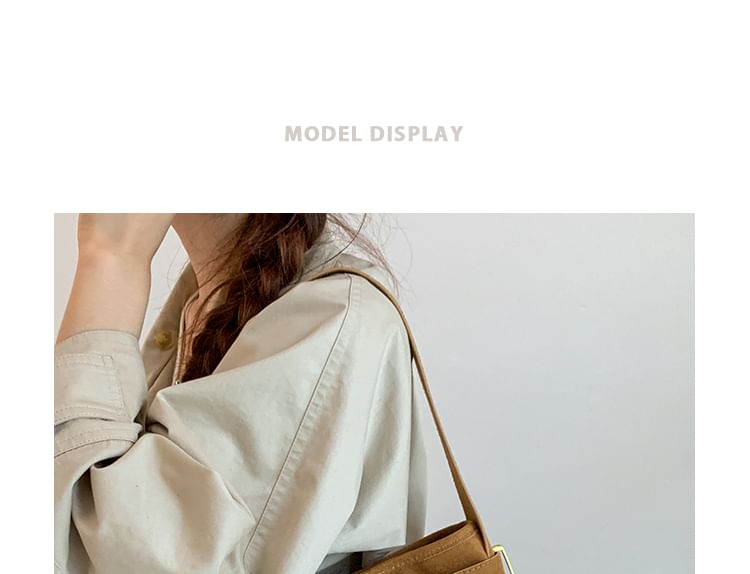 Plain Belted Faux Suede Shoulder Bag