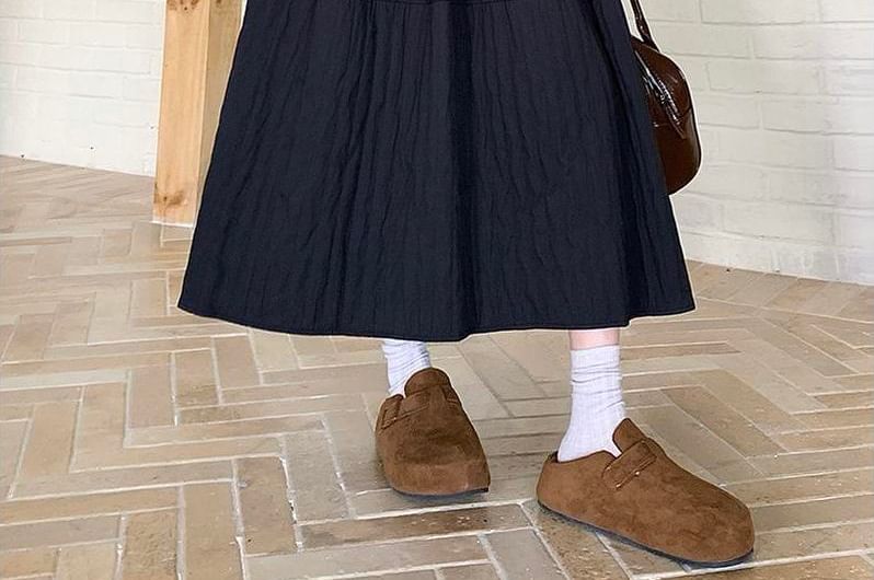Elastic Waist Tiered Midi A-Line Skirt
