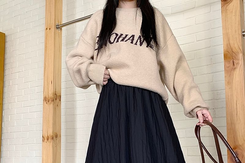 Elastic Waist Tiered Midi A-Line Skirt