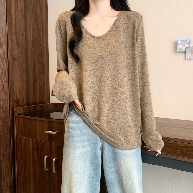 Scoop Neck Tee with Long Sleeves
