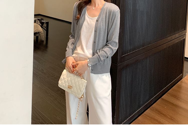 V-Neck Plain Cardigan