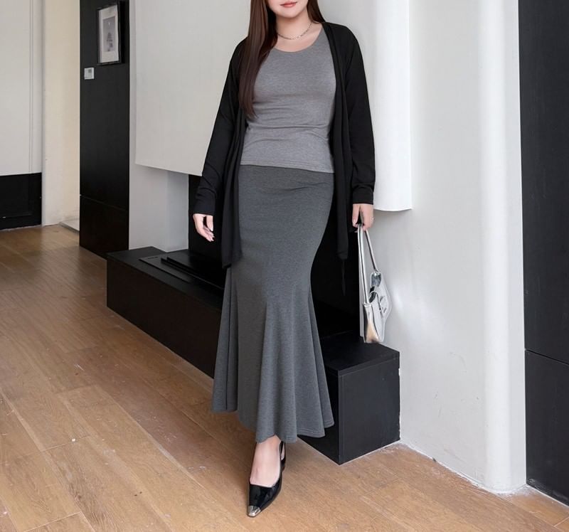 Open Front Plain Cardigan