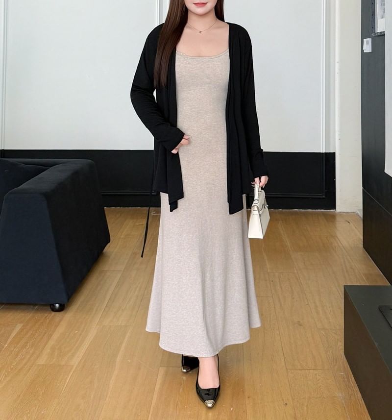 Open Front Plain Cardigan