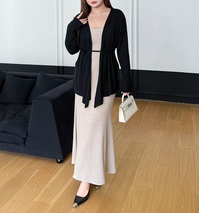 Open Front Plain Cardigan
