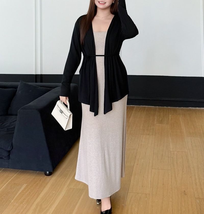 Open Front Plain Cardigan