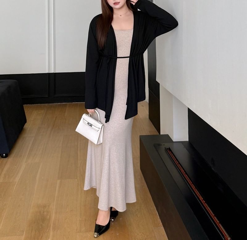 Open Front Plain Cardigan
