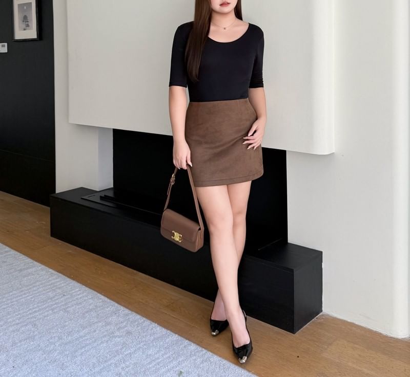 High Waist Faux Leather Mini Skirt