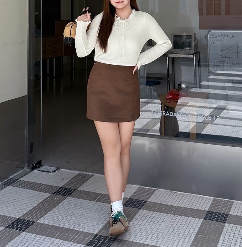 High Waist Faux Leather Mini Skirt