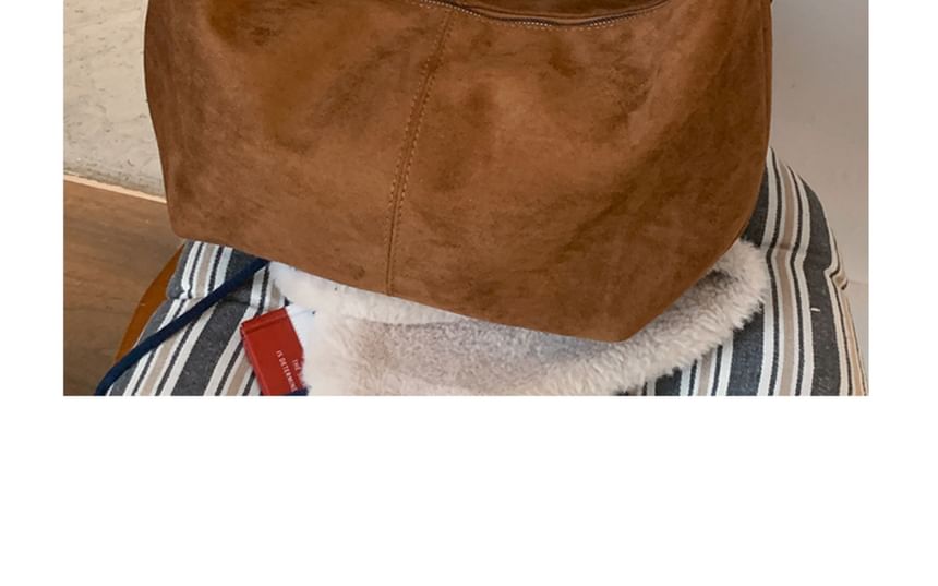 Faux Suede Plain Shoulder Bag