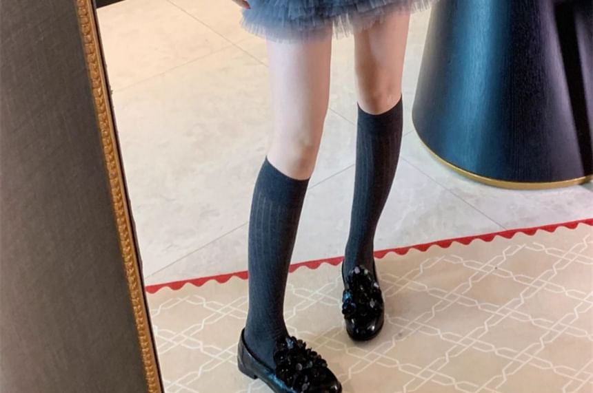 Elastic Waist Plain Sheer Mini Skirt