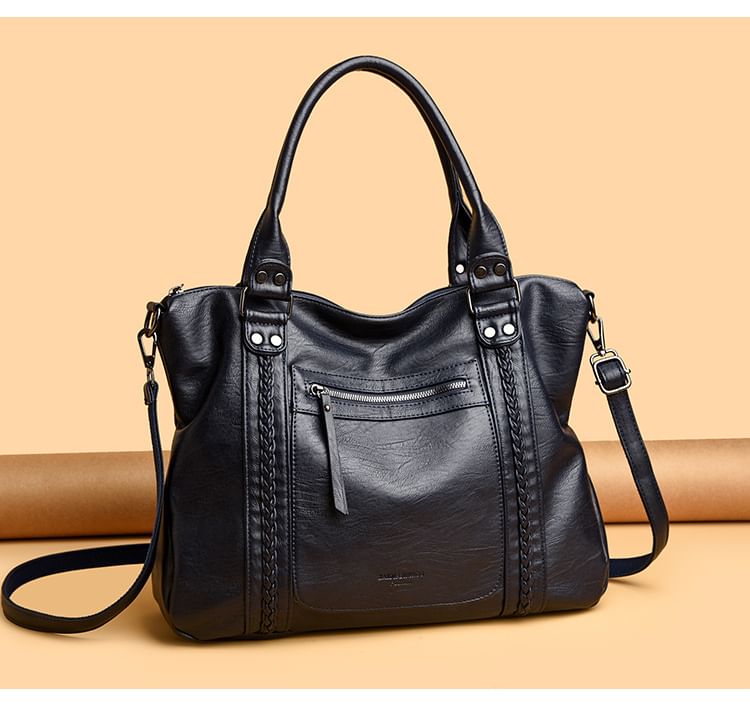 Genuine Leather Plain Shoulder Bag