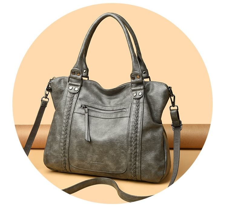 Genuine Leather Plain Shoulder Bag