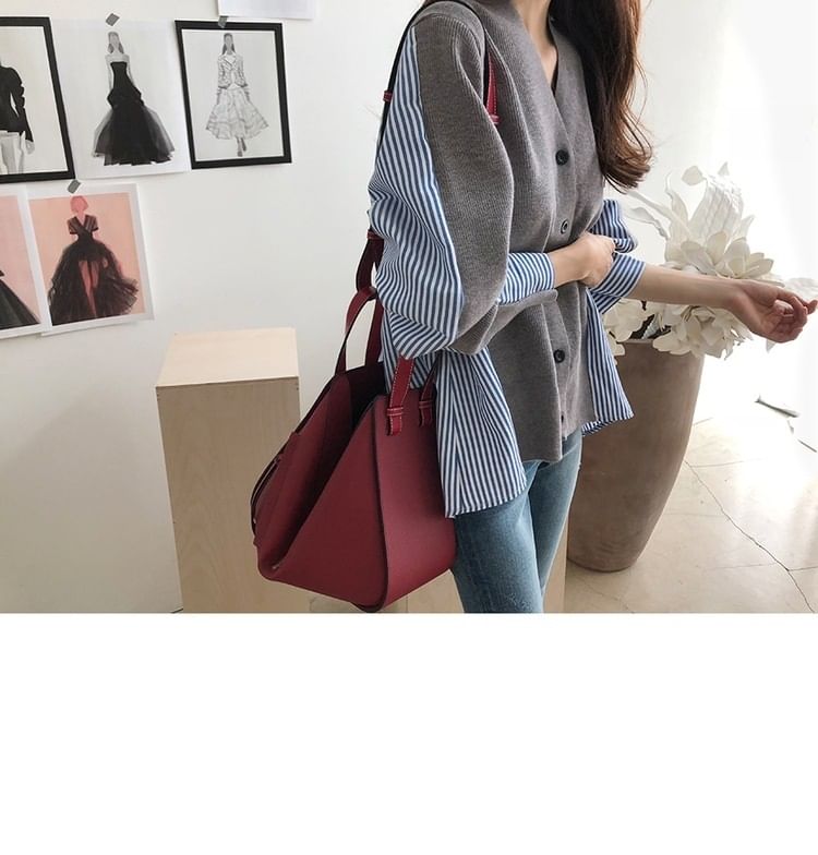 V-Neck Striped Panel Button Up Cardigan