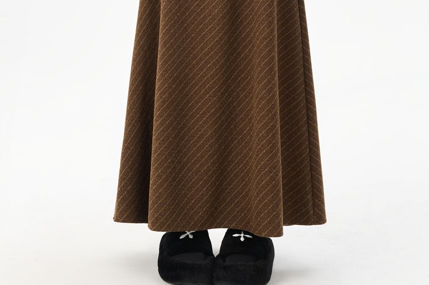 High Waist Striped Maxi A-Line Skirt