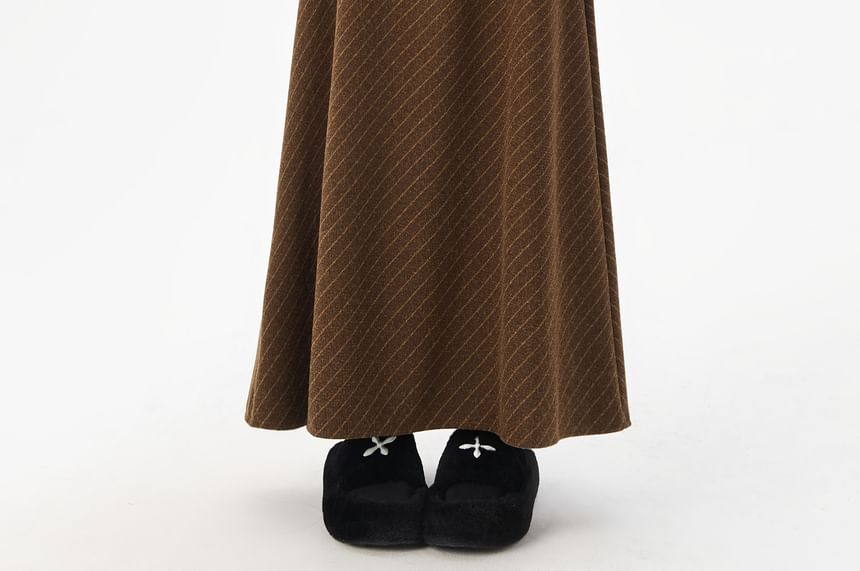 High Waist Striped Maxi A-Line Skirt