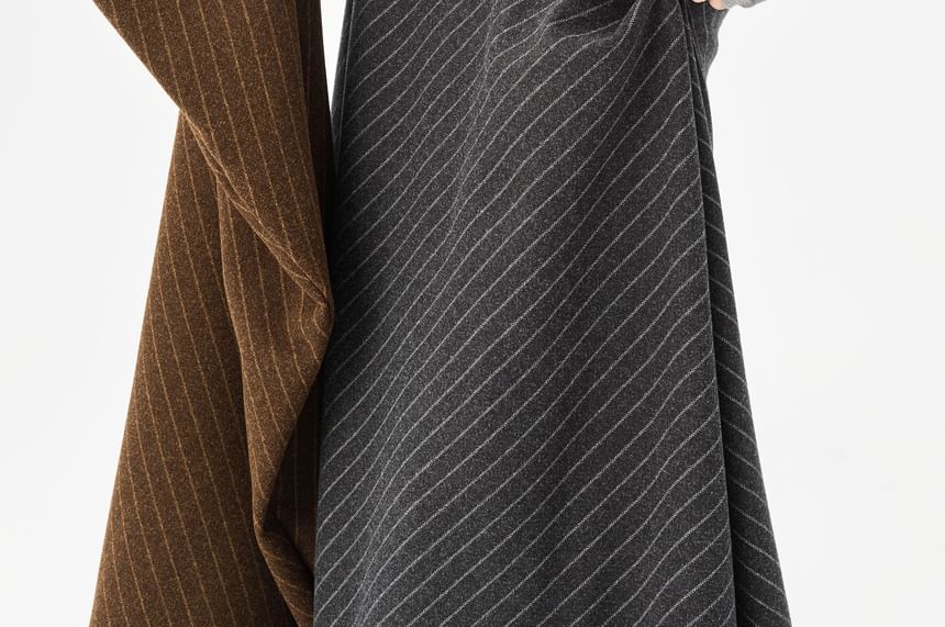 High Waist Striped Maxi A-Line Skirt