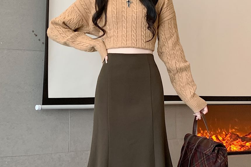 High Waist Midi Mermaid Skirt