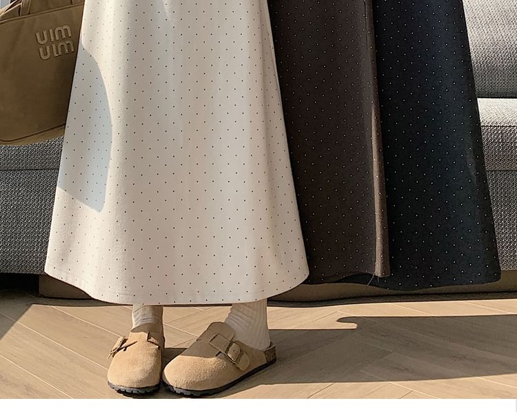 High Rise Dotted Maxi A-Line Skirt