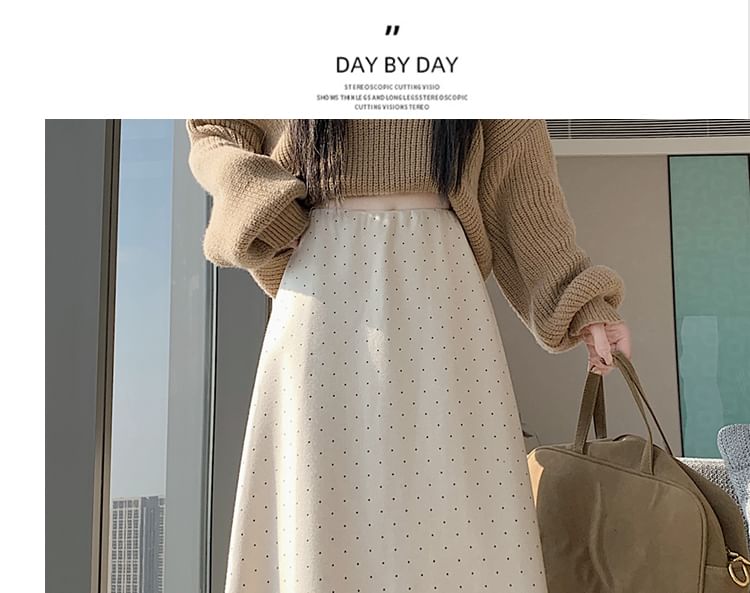 High Rise Dotted Maxi A-Line Skirt