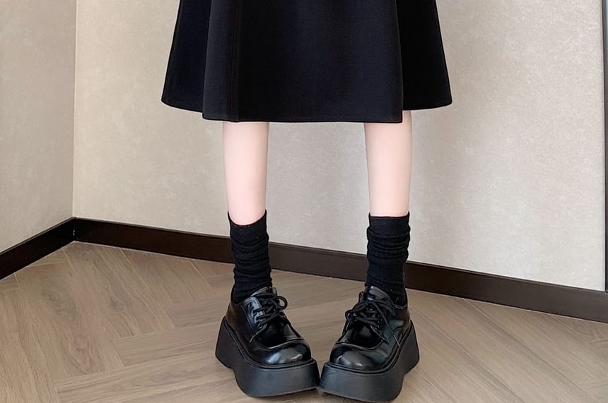 High Waist Plain Midi A-Line Skirt