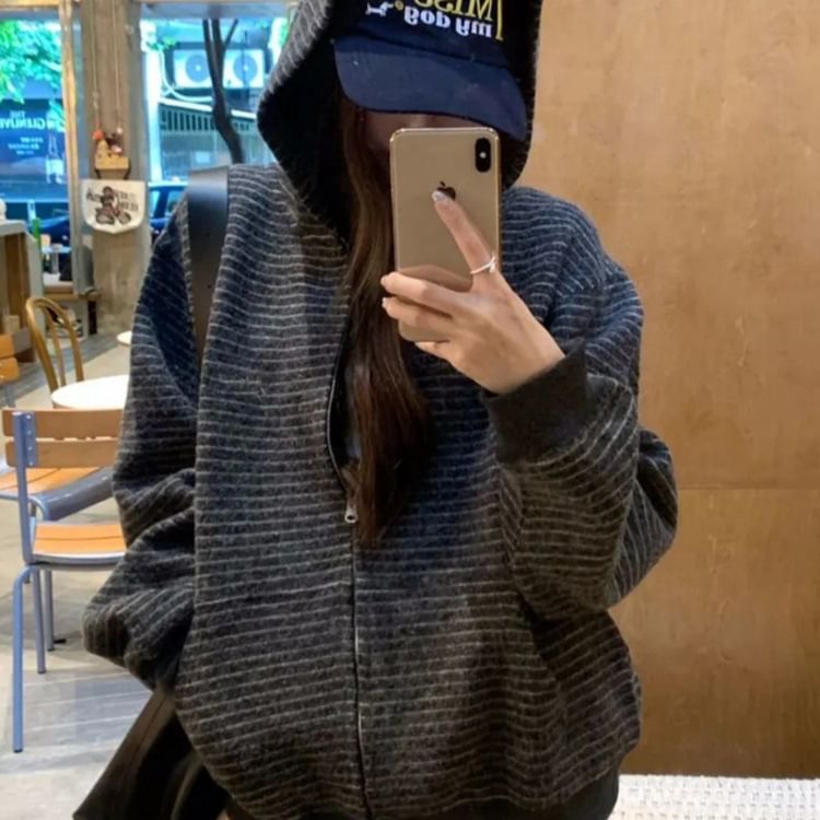 Striped Zip-Up Hoodie
