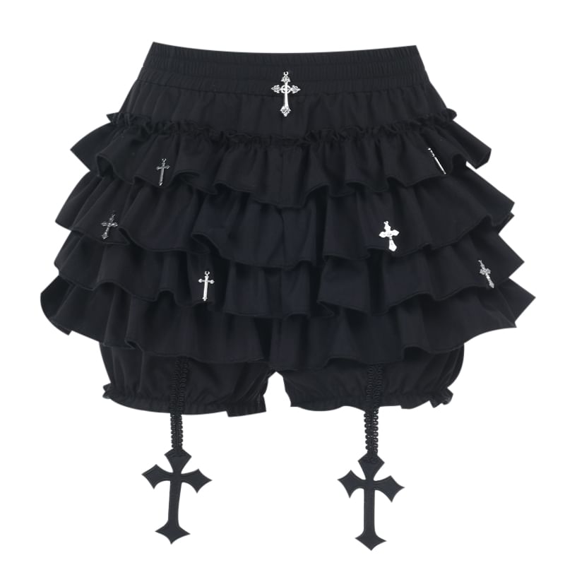 Sleeveless Lace Crop Top & Long-Sleeve Shirt & Mini Tiered Skirt