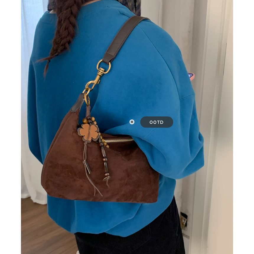 Faux Leather Plain Zip Shoulder Bag