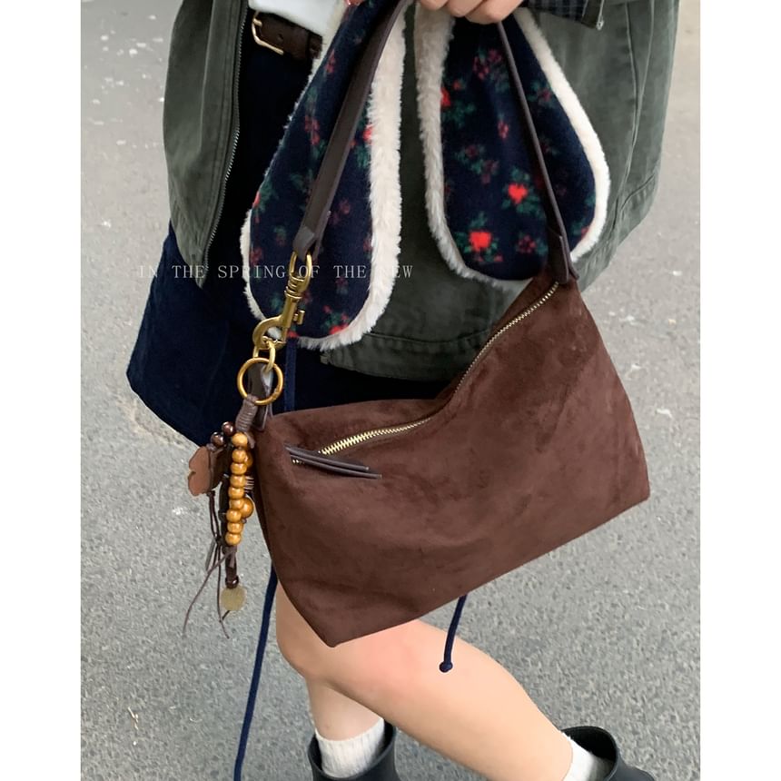 Faux Leather Plain Zip Shoulder Bag