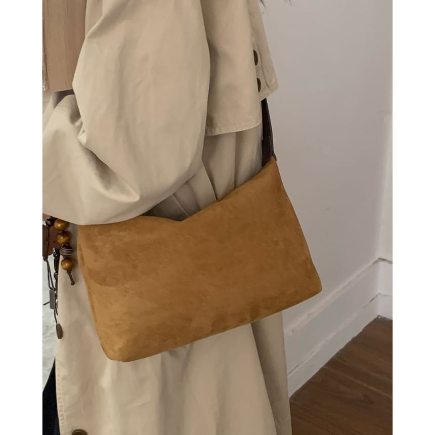 Faux Leather Plain Zip Shoulder Bag