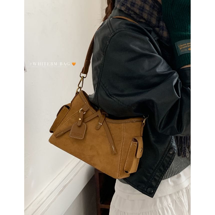 Faux Leather Zip Shoulder Bag
