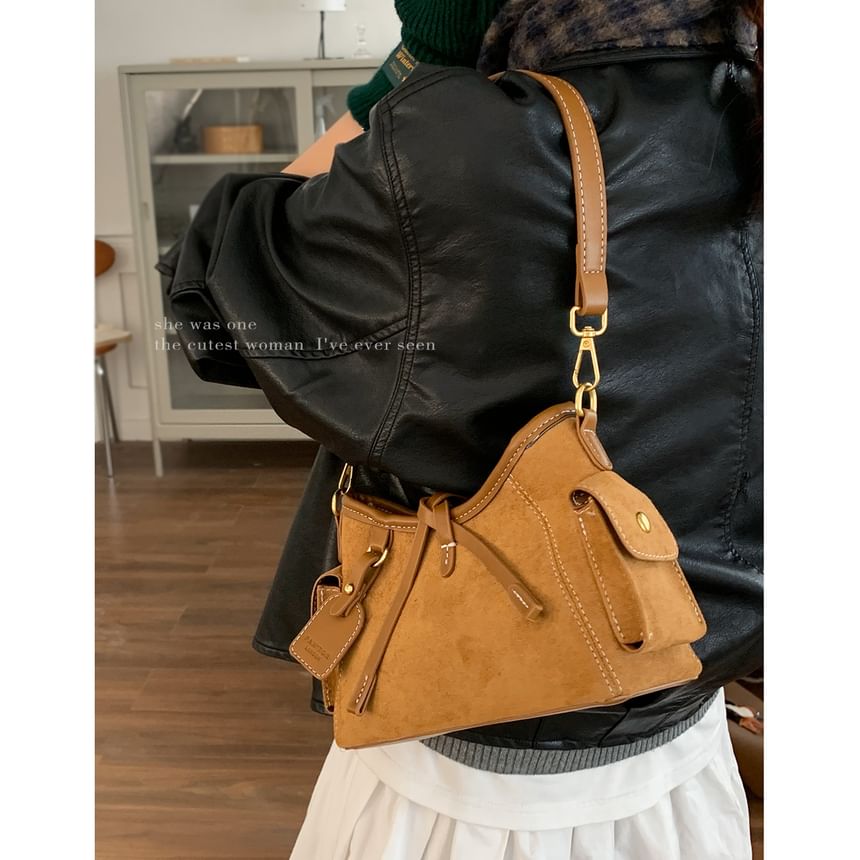 Faux Leather Zip Shoulder Bag