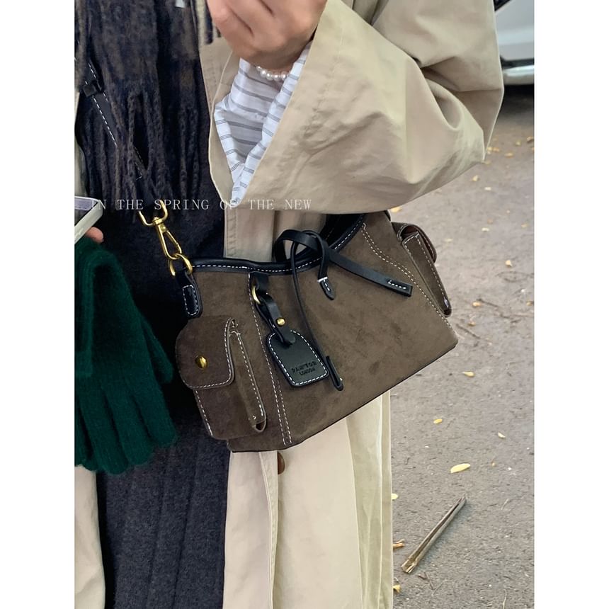 Faux Leather Zip Shoulder Bag
