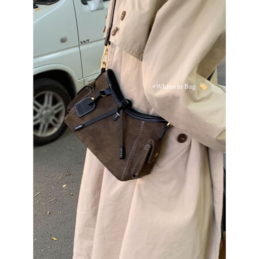 Faux Leather Zip Shoulder Bag