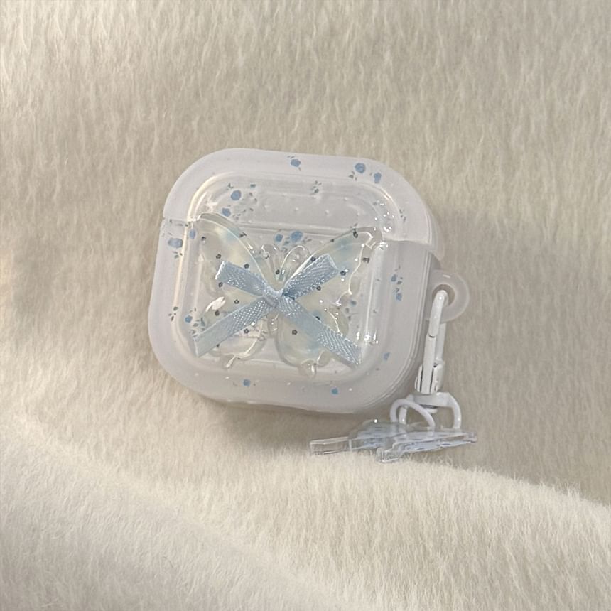 Floral Ribbon Apple AirPods / Pro Earphone Case Skin with Butterfly Charm