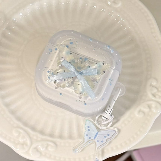 Floral Ribbon Apple AirPods / Pro Earphone Case Skin with Butterfly Charm