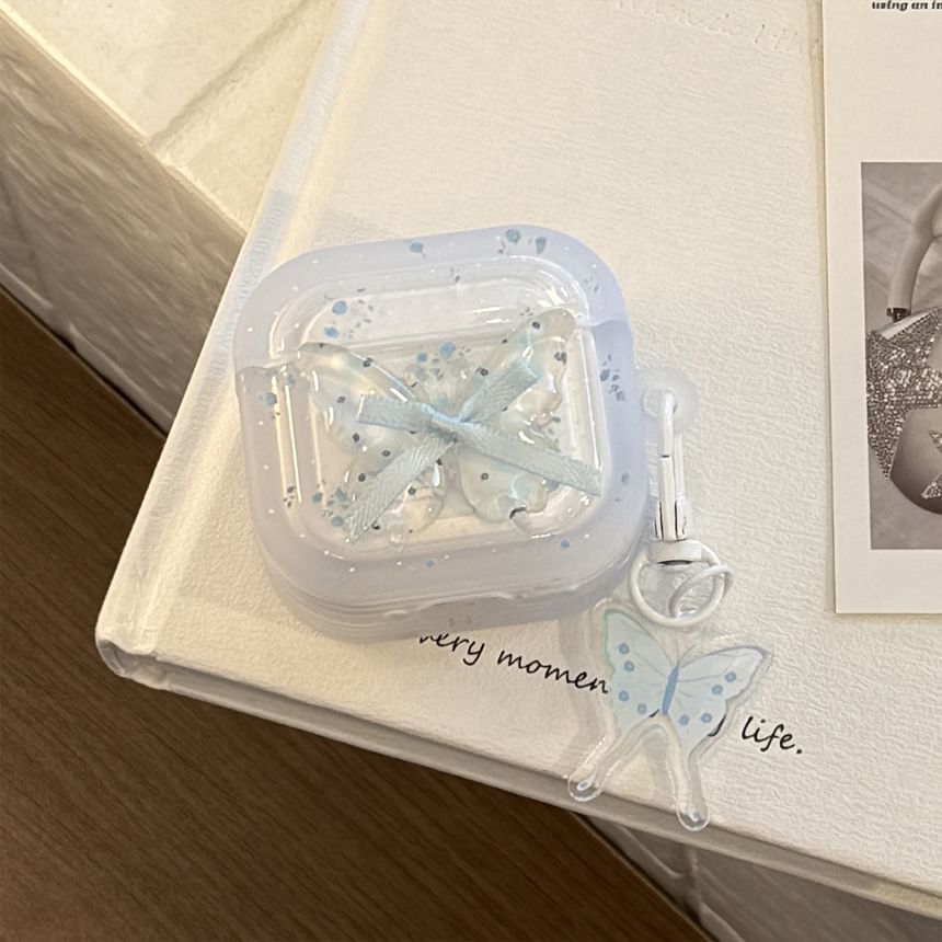 Floral Ribbon Apple AirPods / Pro Earphone Case Skin with Butterfly Charm