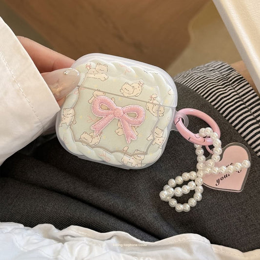 Bow Cat Apple AirPods / Pro Earphone Case Skin with Charm