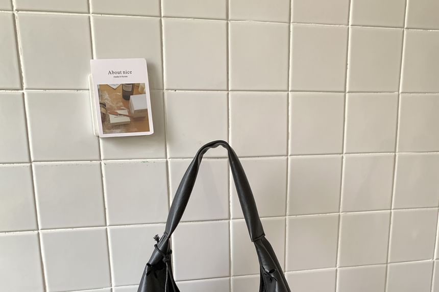 Faux Leather Perforated Plain Shoulder Bag
