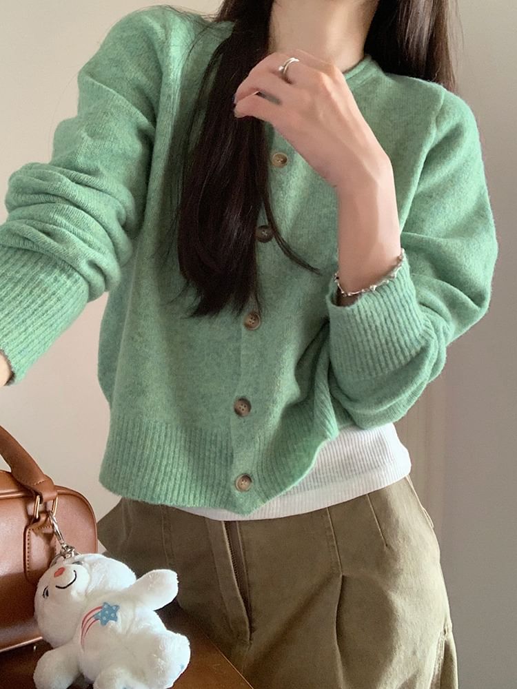 Button-Up Plain Cardigan