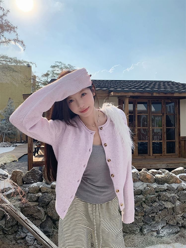 Button-Up Plain Cardigan