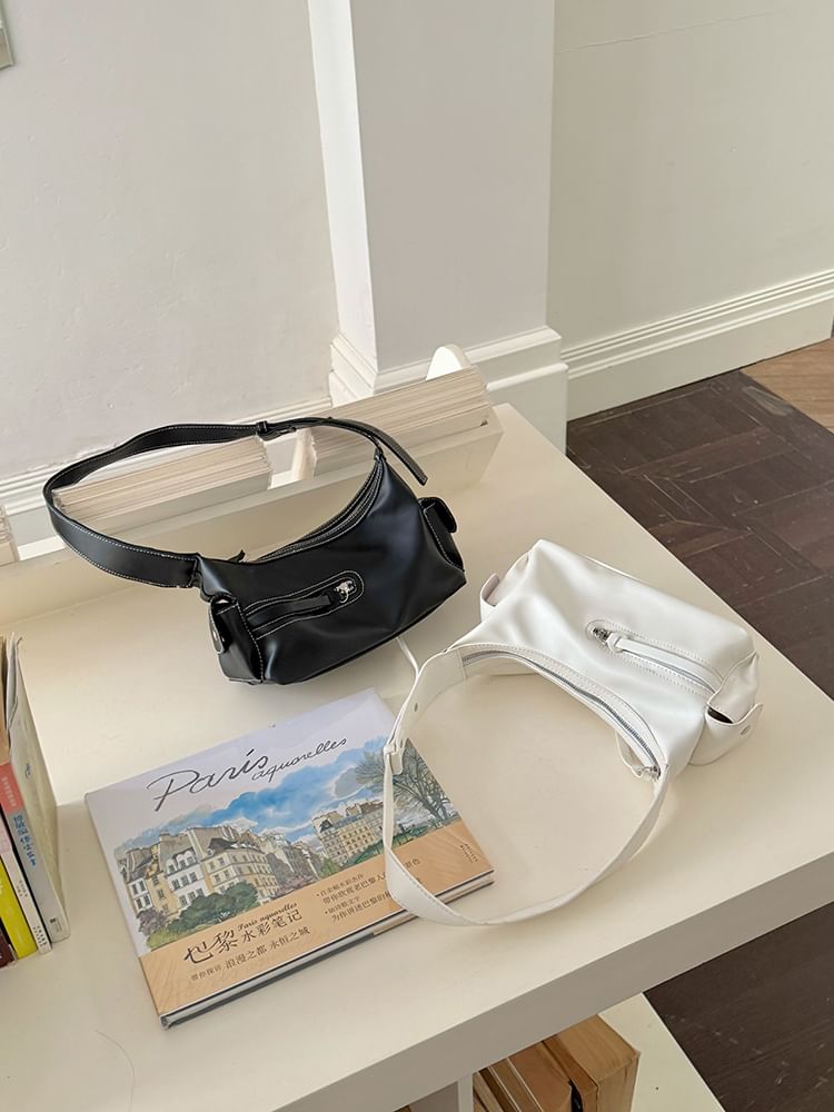 Plain Faux Leather Shoulder Bag