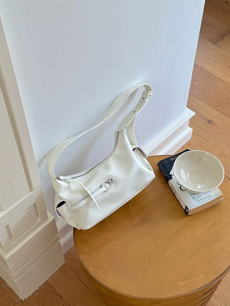 Plain Faux Leather Shoulder Bag