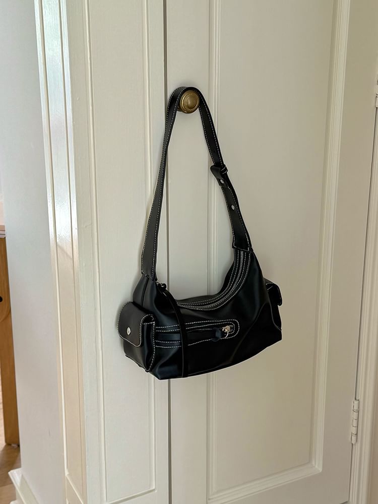 Plain Faux Leather Shoulder Bag