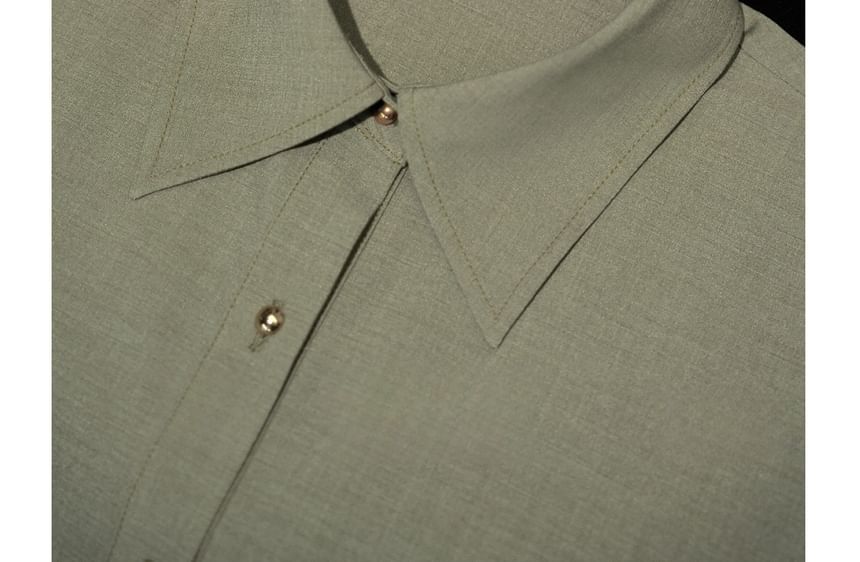 Plain Shirt with Long Sleeves and Loose Fit Suit Pants