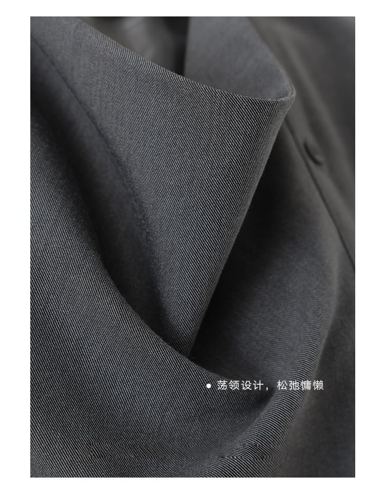 Asymmetrical Button Blouse with Cowl Neck and Long Sleeves