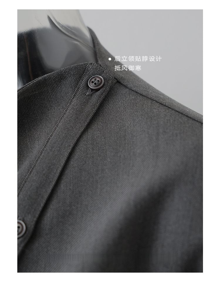 Asymmetrical Button Blouse with Cowl Neck and Long Sleeves