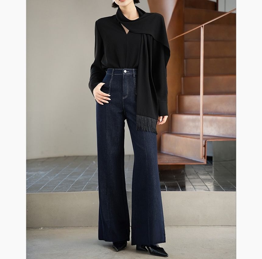 Tie-Neck Blouse with Long Sleeves