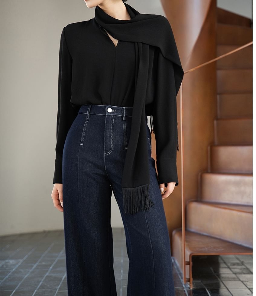 Tie-Neck Blouse with Long Sleeves
